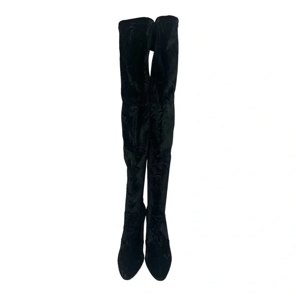 Stuart Weitzman Vidaland Convertible Boot in Black Crushed Velvet. Sz: 6.5